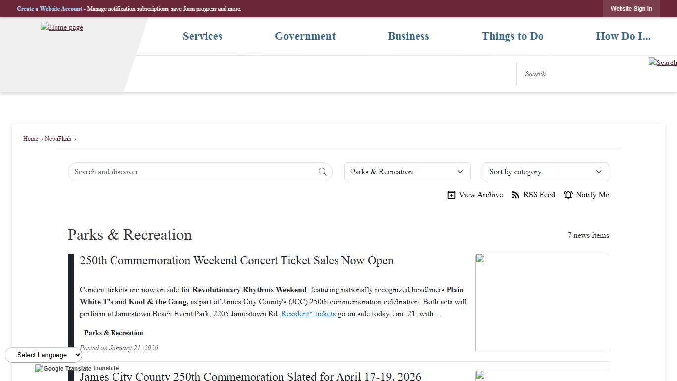 News Flash • James City County, VA