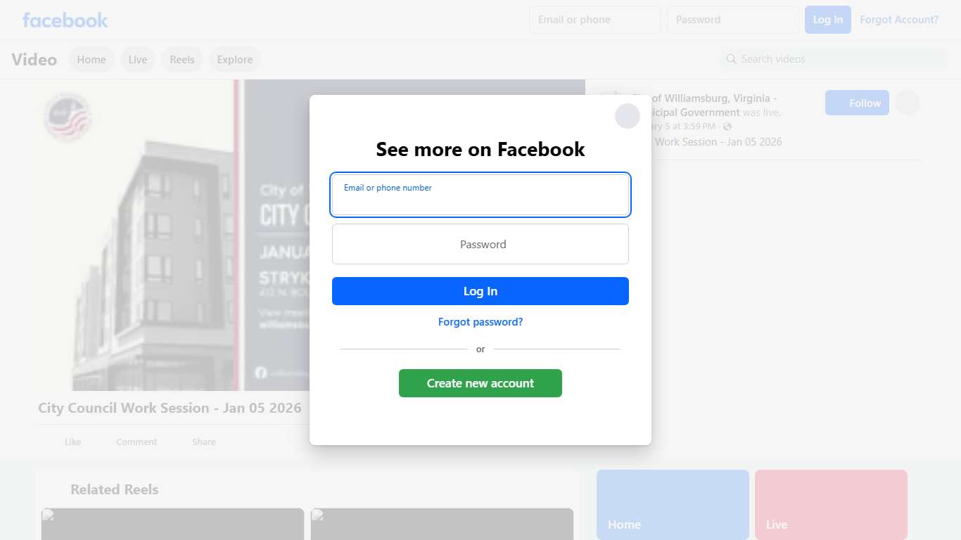 City Council Work Session - Jan 05 2026 City of Williamsburg, Virginia - Municipal Government Facebook